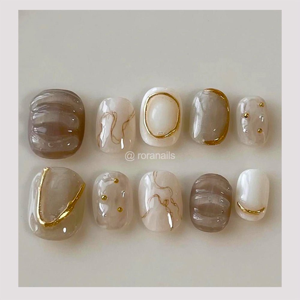 Black jade gold wire edge mirror - roranails