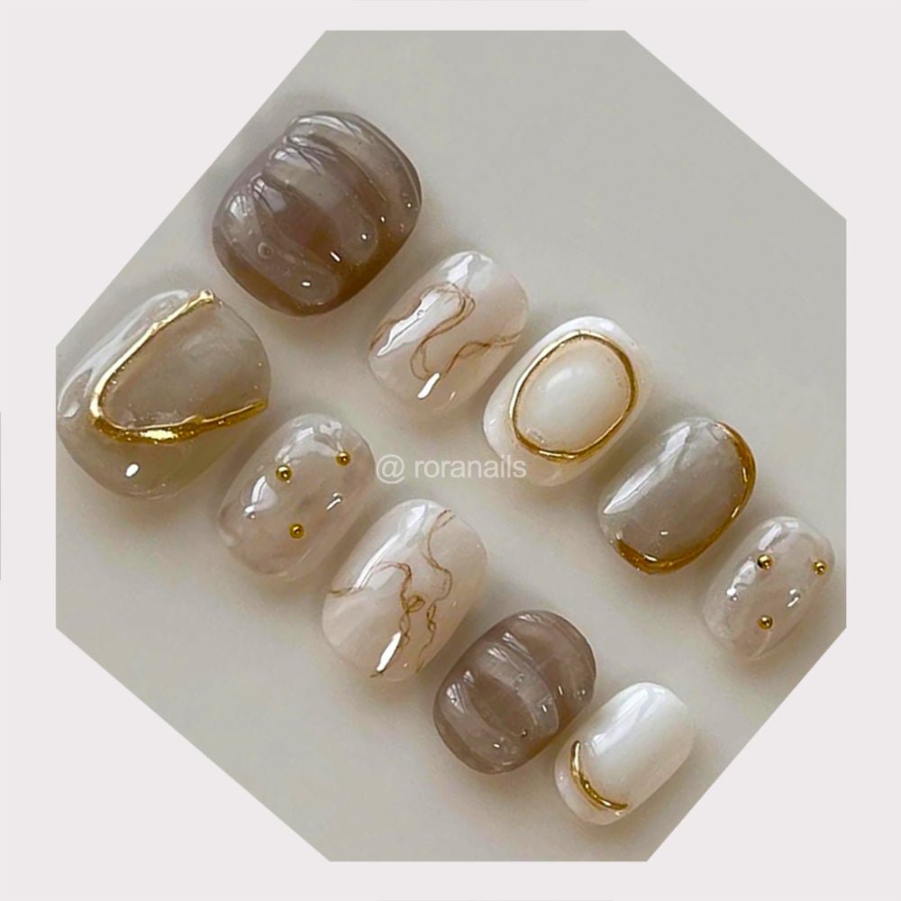 Black jade gold wire edge mirror - roranails