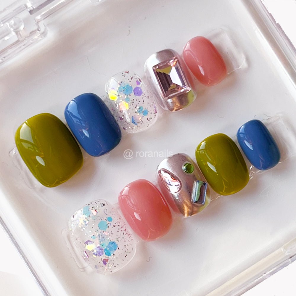 Irregular hip hop girl pink blue ins - roranails