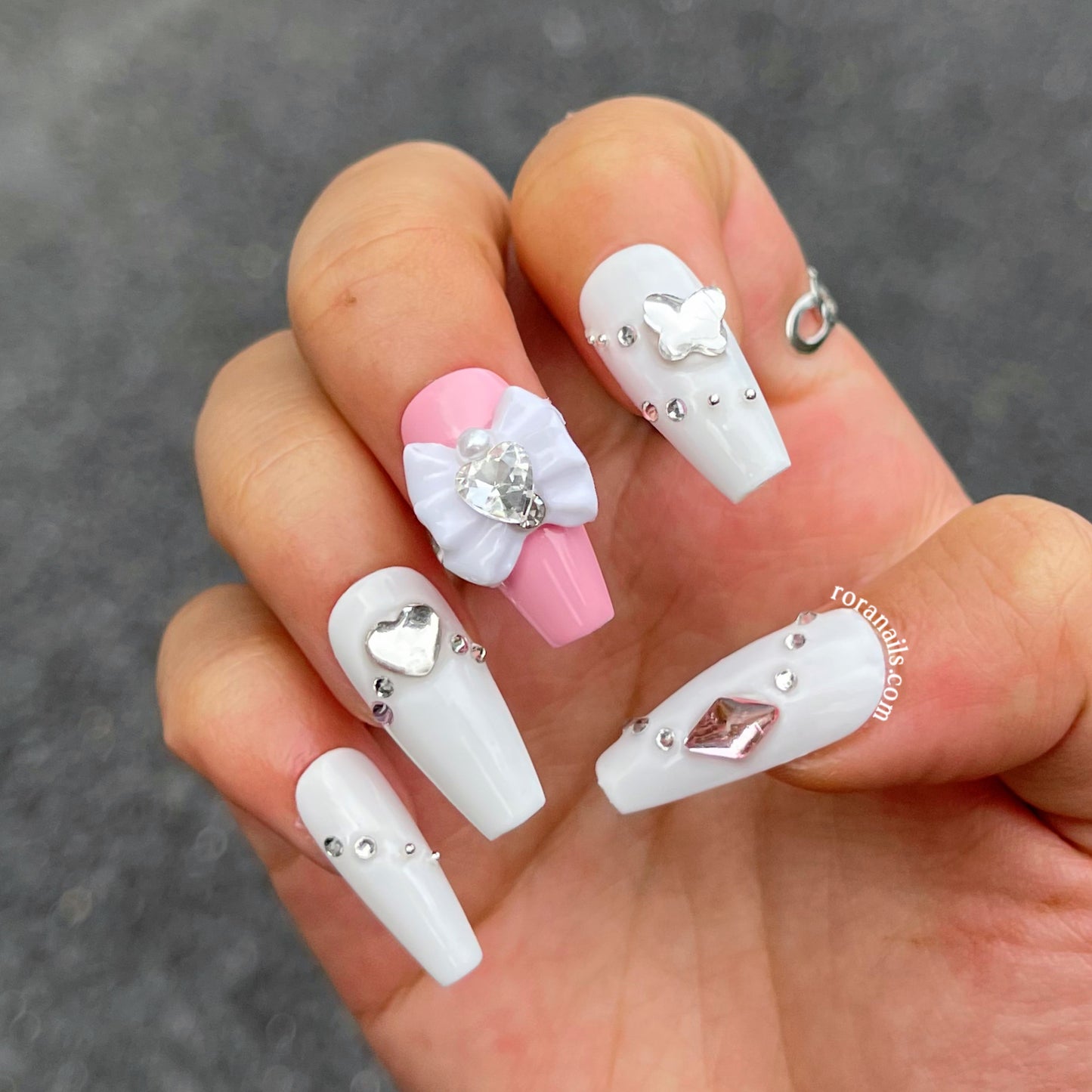 Pink and White Milky Way Star Shiny Girl - roranails