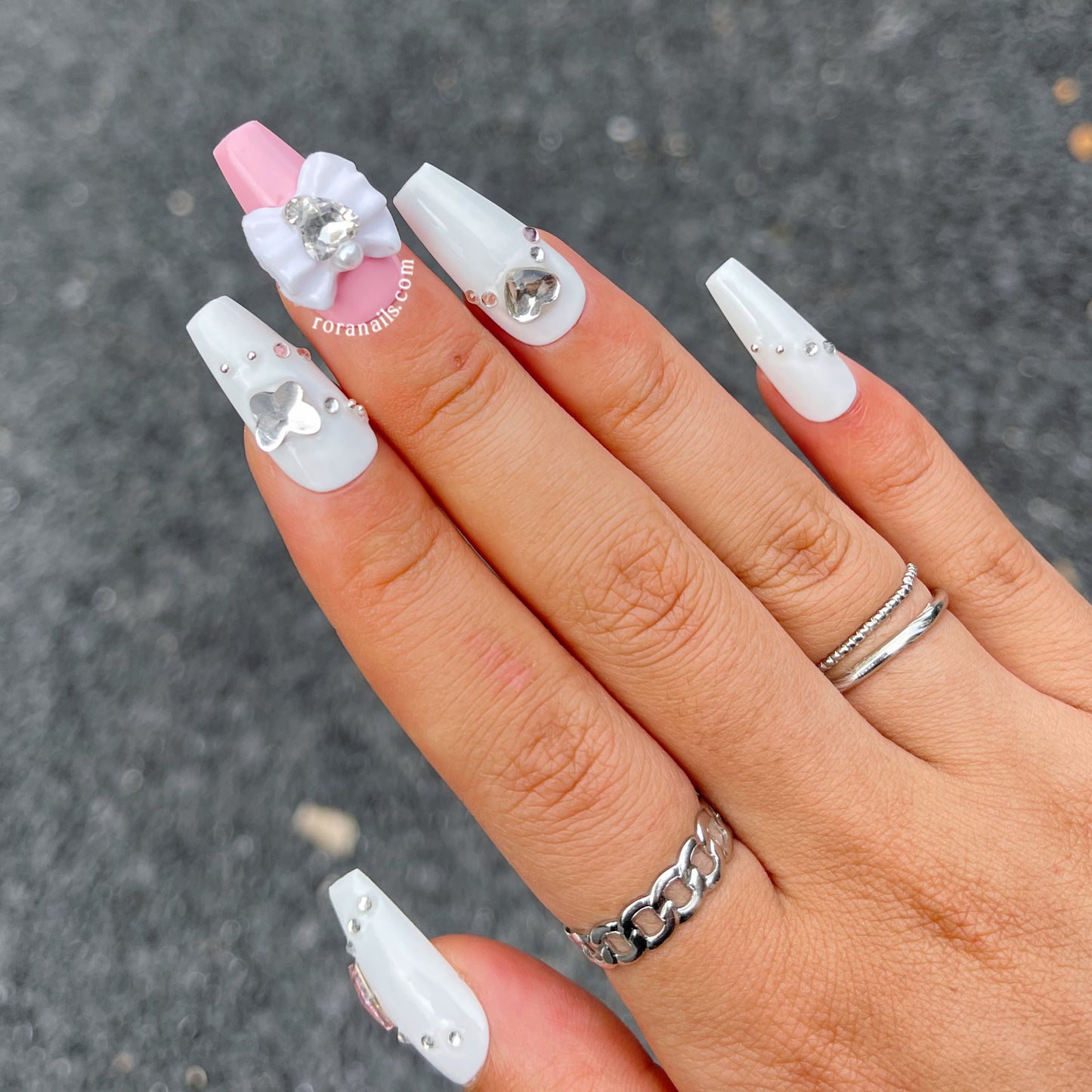 Pink and White Milky Way Star Shiny Girl - roranails