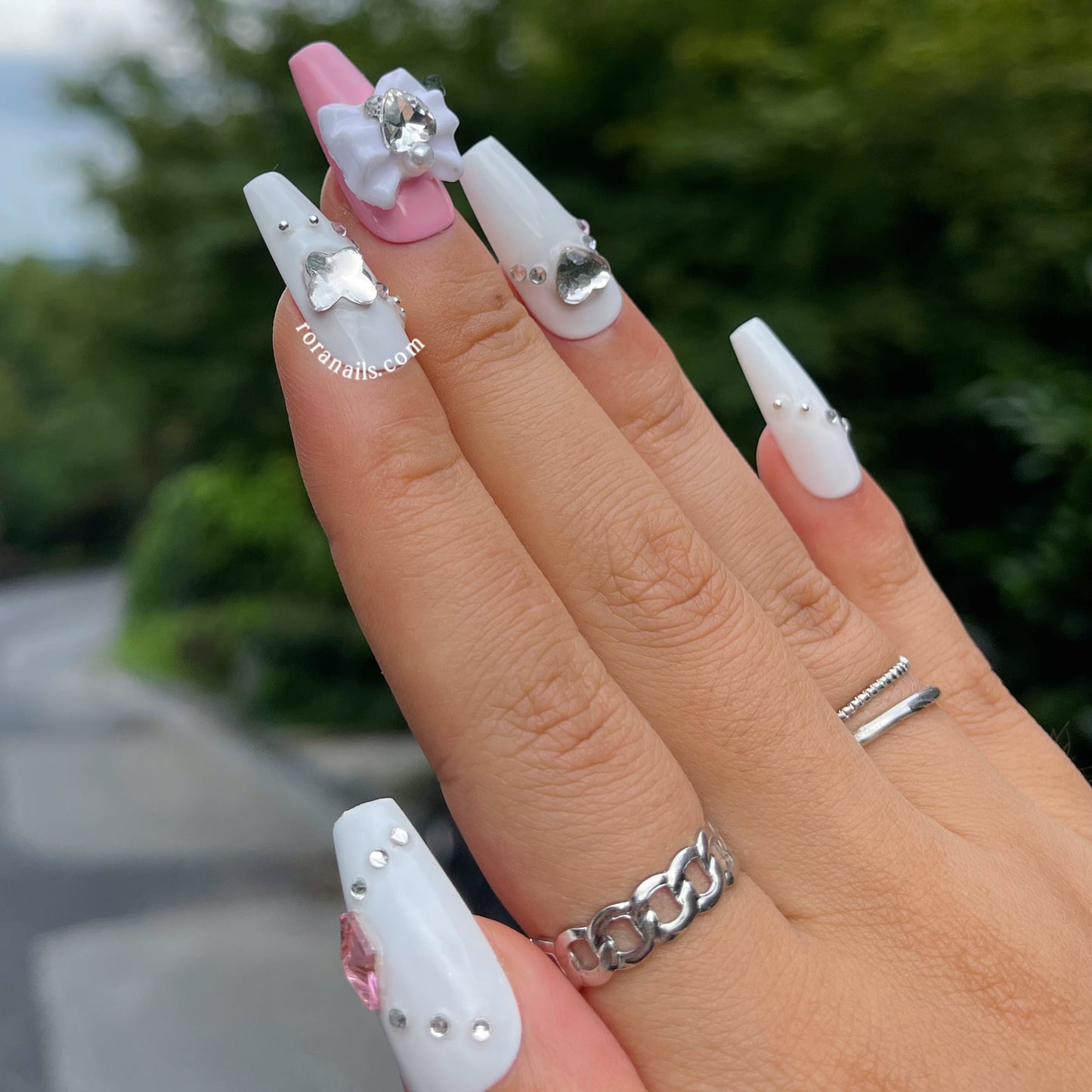 Pink and White Milky Way Star Shiny Girl - roranails