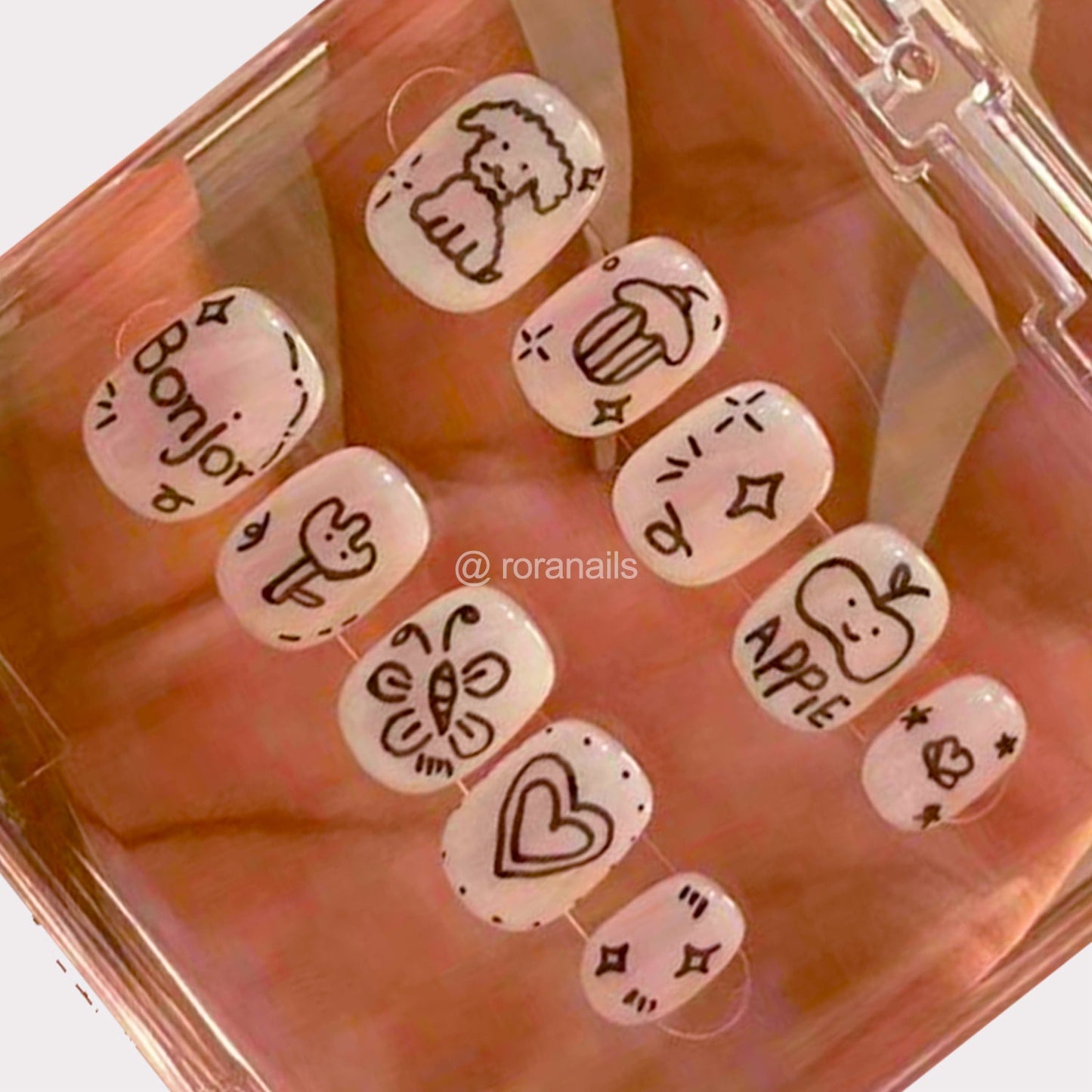 Puppy Paradise (hand painted blusher style - roranails