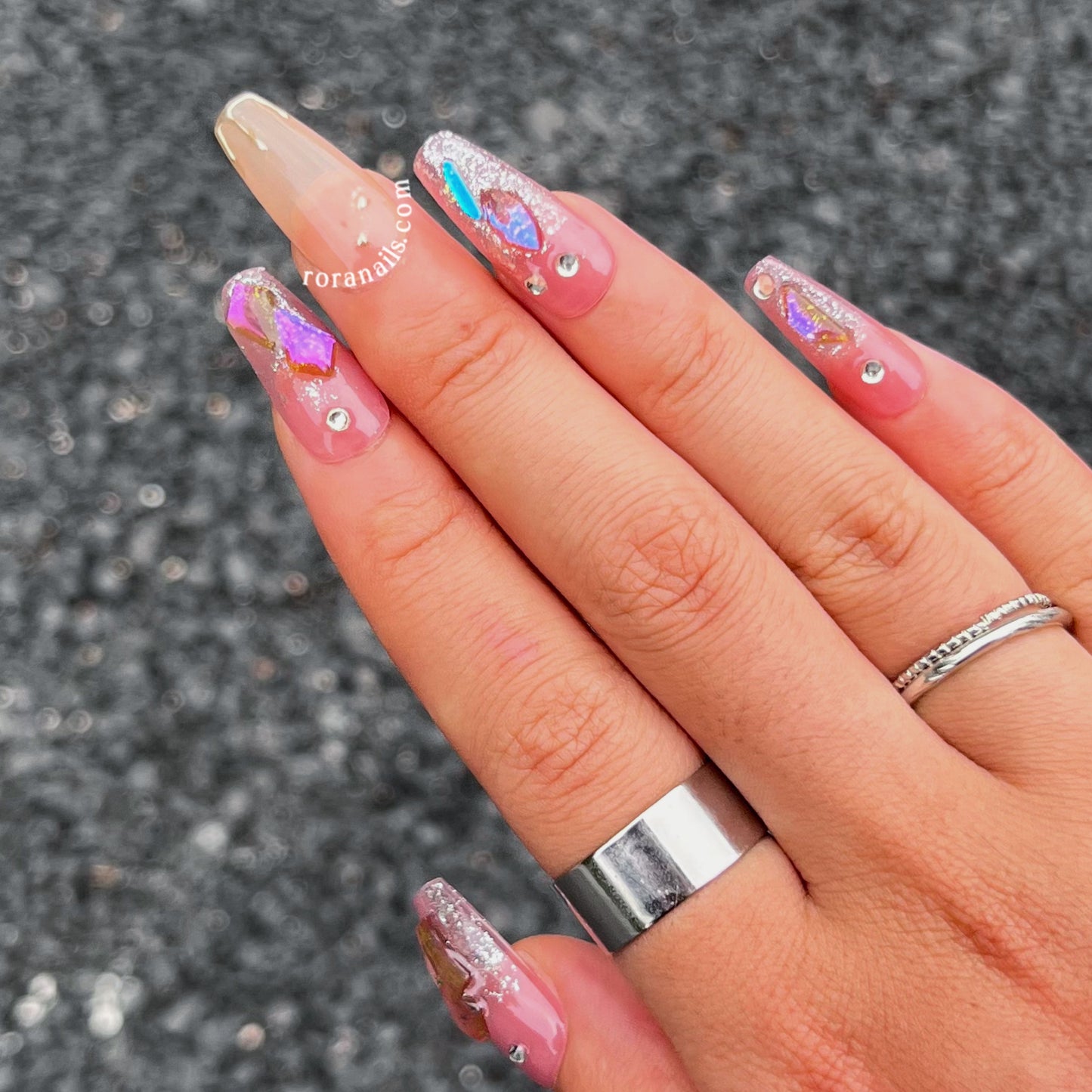 Rainbow super bright mid-length nails - roranails