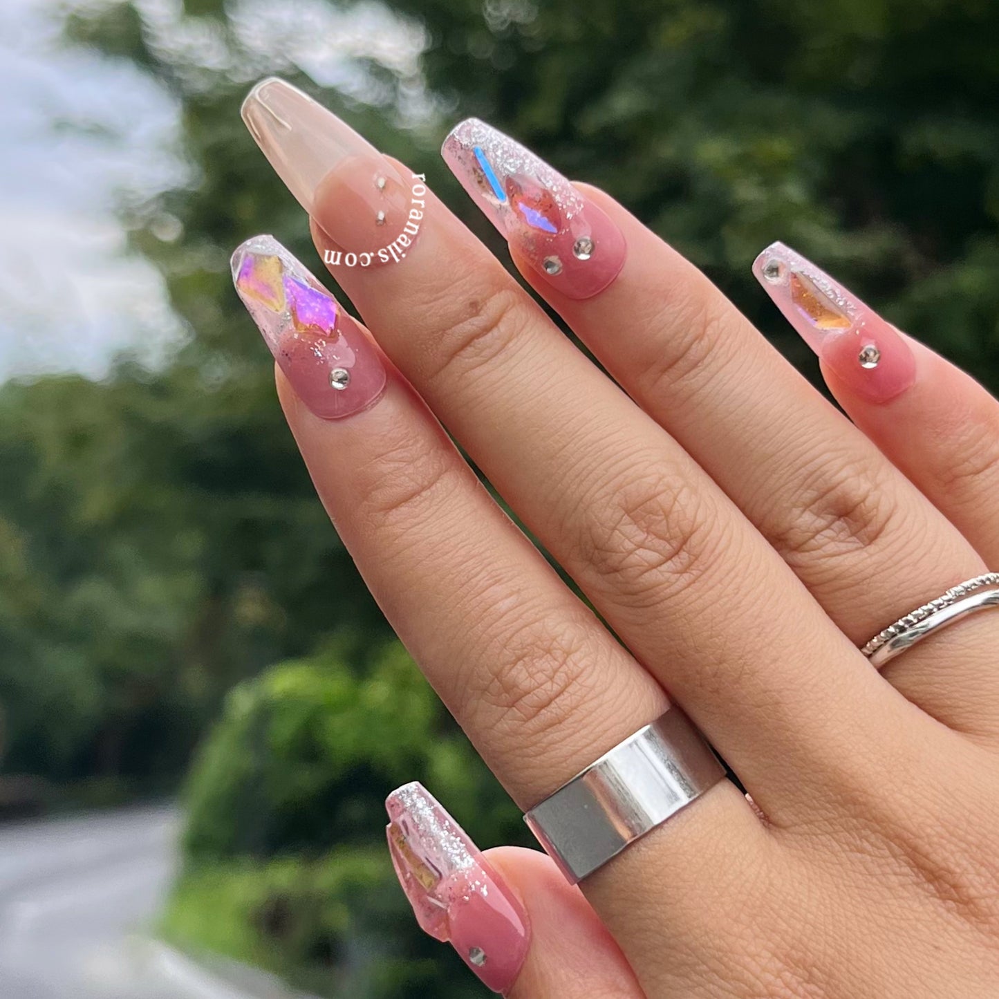 Rainbow super bright mid-length nails - roranails