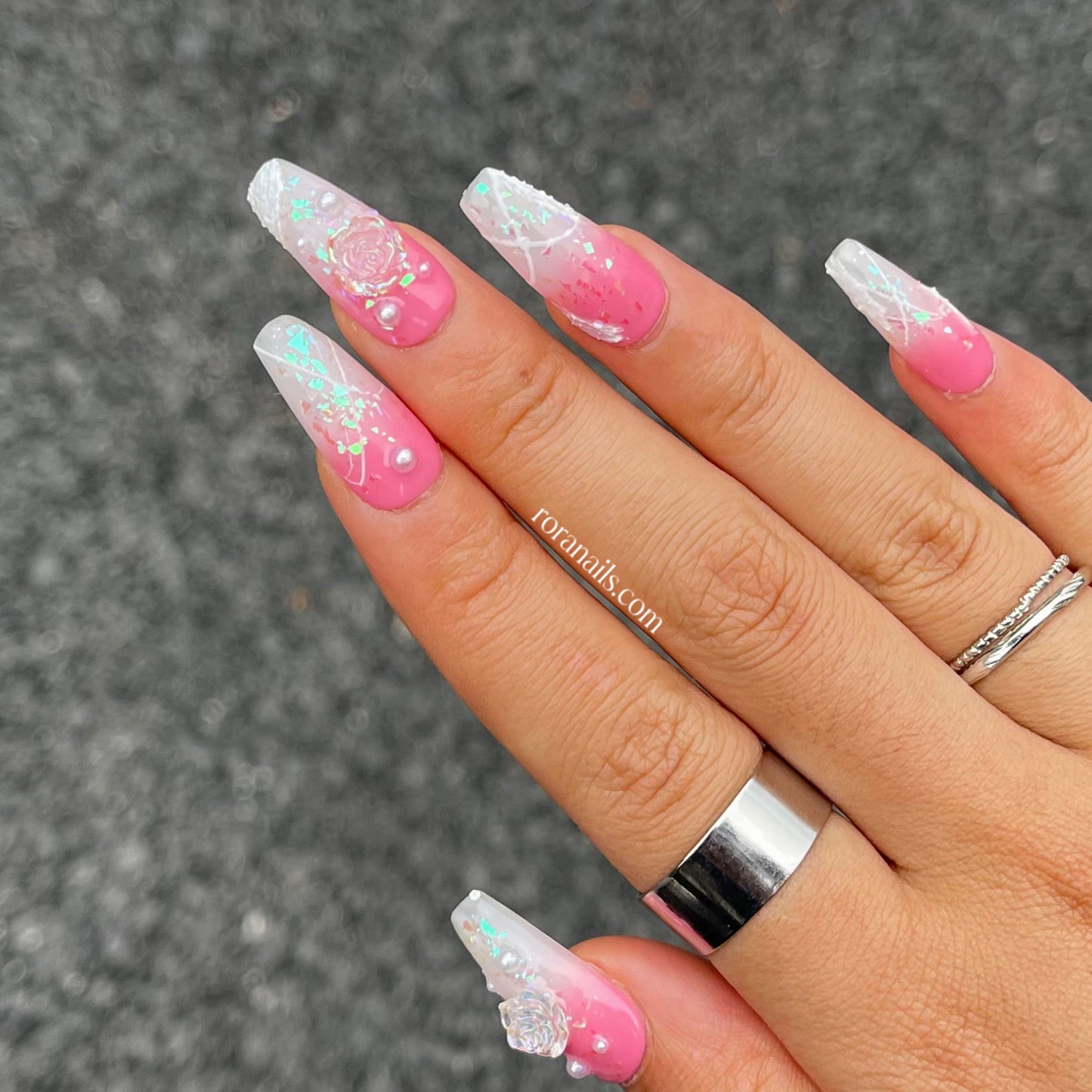 Red Camellia French Long Nails - roranails