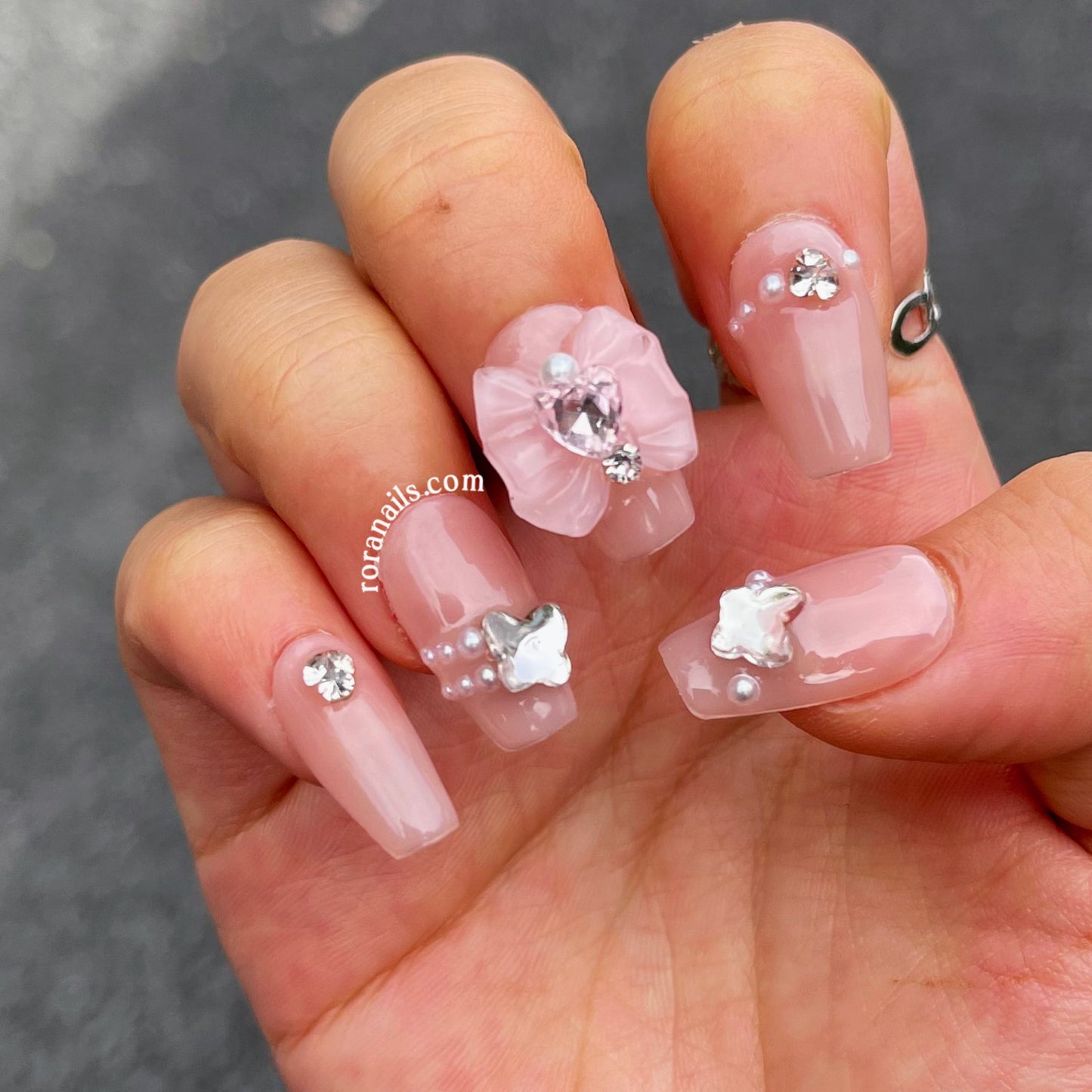 Star Diamond Butterfly DJ Nails - roranails