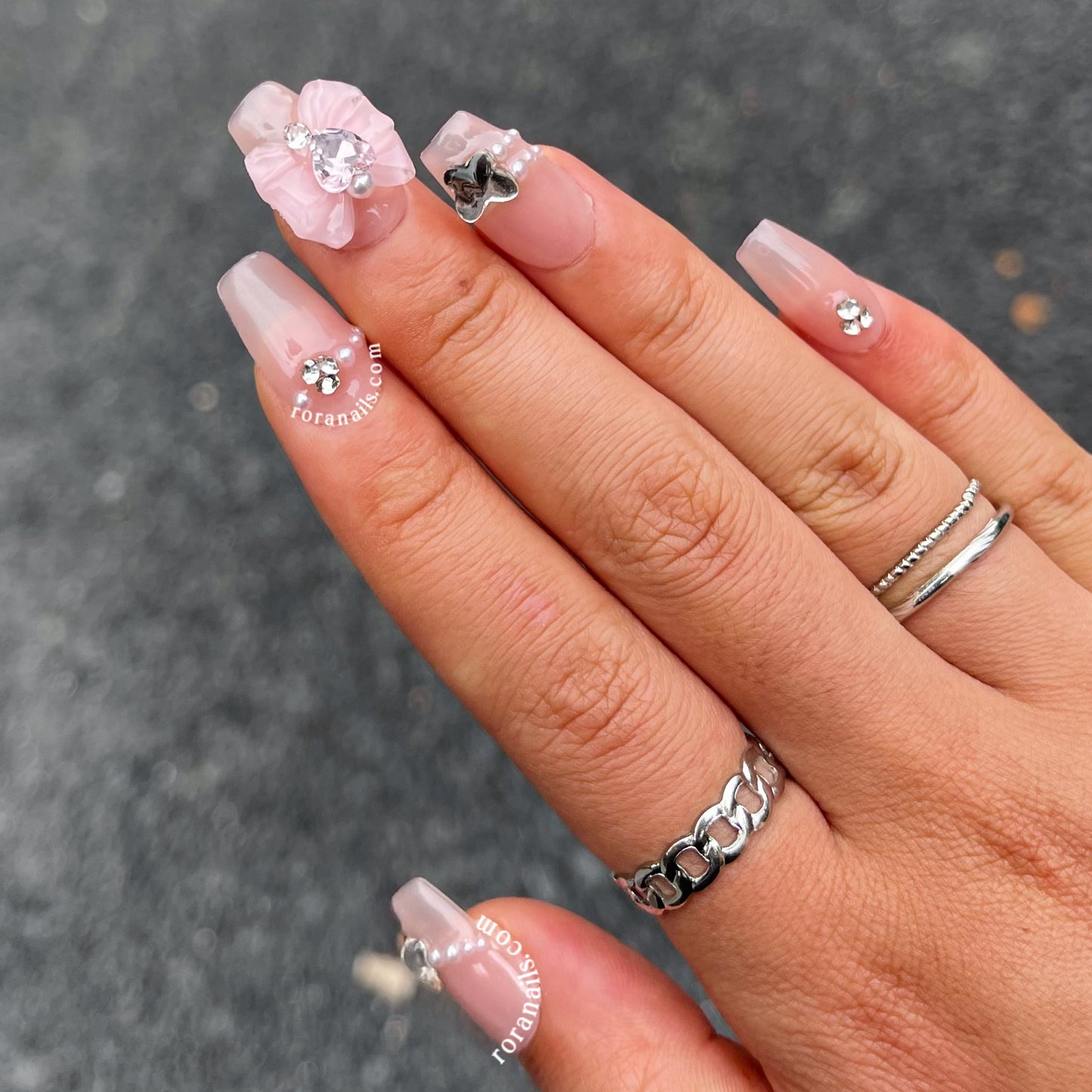 Star Diamond Butterfly DJ Nails - roranails