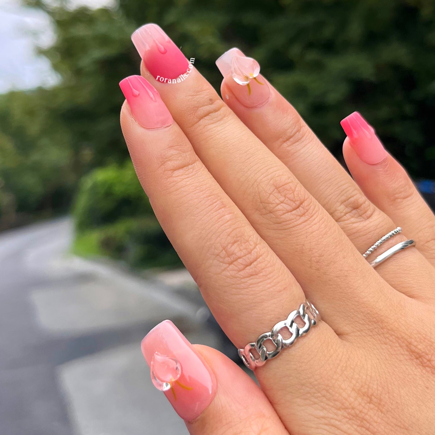 Summer Peach Short Cute Nail Art - roranails