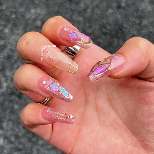 Rainbow super bright mid-length nails - roranails